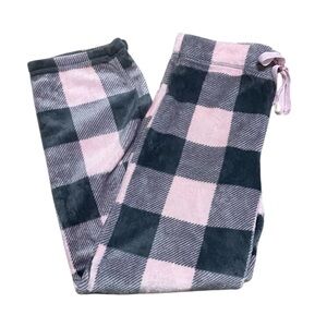 Secret Treasures Women’s Fleece Plaid Pajama Bottoms Pink and Gray Medium (8-10)
